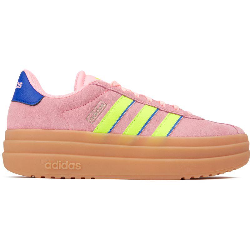 阿迪达斯(adidas)低帮休闲运动鞋粉色蓝条纹橡胶底系带板鞋女款