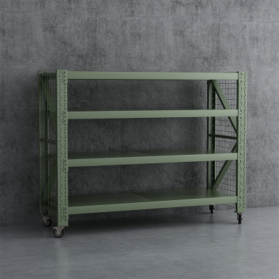 臻远ZYJJ-HJ-083可移动货架库房置物架带轮重型货架四层后背无网2000*800*1600mm/300kg