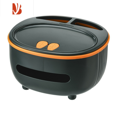 三维工匠桌面纸巾盒抽纸盒家用客厅轻奢创意多遥控器收纳盒餐巾纸盒子 墨绿色桔边[多功能/分格收纳]