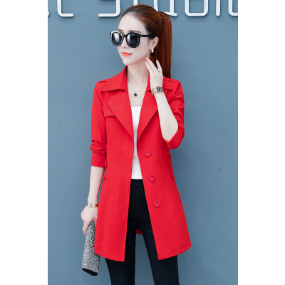 七斓秋款中款女式风衣女2020秋装装新款女装韩版潮时尚小个子收腰外套风衣