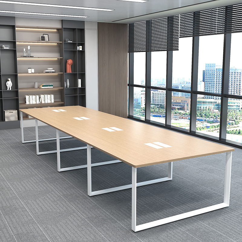 臻远ZY-D557-07简约会议桌洽谈桌接待室会议室长条桌五角管台架4800*1400