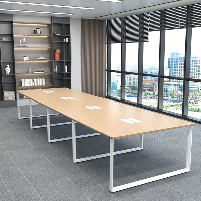 臻远ZY-D557-07简约会议桌洽谈桌接待室会议室长条桌五角管台架4800*1400