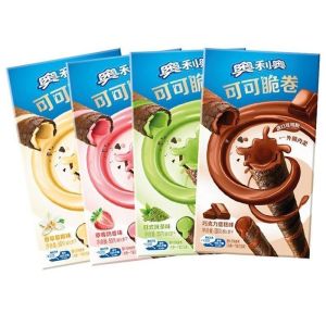 奥利奥可可脆卷50g*8盒夹心蛋卷威化饼干休闲零食品小吃下午茶[巧克力味+草莓味]