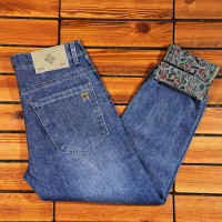 春夏新款修身牛仔裤男弹力百搭休闲时尚轻薄透气印花长裤高端潮牌