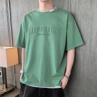 短袖T恤男夏季简约半袖上衣港风宽松立体印花休闲体恤衫休闲百搭