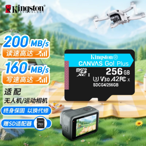 金士顿(Kingston)256GB TF(MicroSD)存储卡 内存卡U3 V30 A2 4K适配大疆Pocket