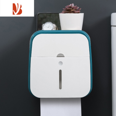 三维工匠卫生间厕所纸巾卫生纸卷纸厕纸盒家用防水创意壁挂式免打孔置物架 灰湖绿