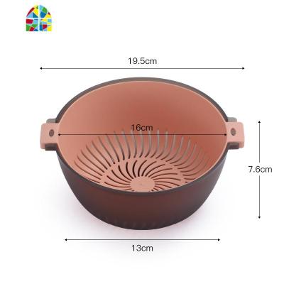 创意厨房双层沥水洗菜盆塑料家用果篮菜篮子淘米水果盘洗菜篮 FENGHOU 北欧半透小号