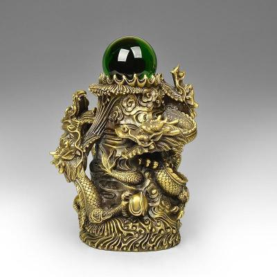 家柏饰(CORATED)五龙戏珠摆件 办公室书房装饰品家居客厅龙摆件工艺品铜