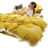 美帮汇四件套小香风仙女被套 韩式公主款床单带荷叶边单人三件套