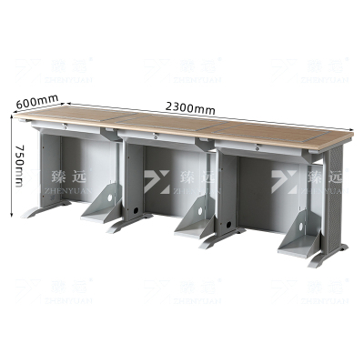 臻远ZY4012421隐藏式翻转电脑桌培训桌教室机房多媒体学习桌办公桌C款三人位