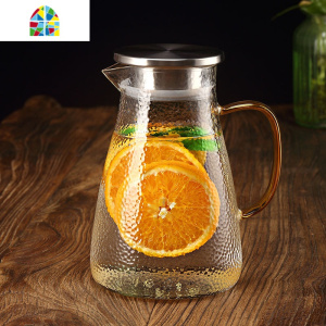 北欧大容量冷水壶凉白开水壶凉水壶玻璃可高温凉水杯家用套装茶壶 FENGHOU 圆水壶1.5升+4个圆韵杯+托盘