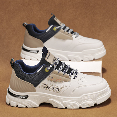 秋冬季新款时尚舒适系带厚底超纤男士低帮浅口马丁靴运动潮流男靴