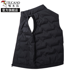 啄木鸟羽绒服马甲男士秋冬季加绒保暖背心中年爸爸无帽棉服外套K