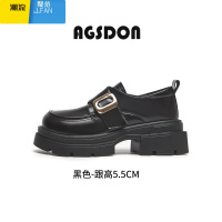 聚范乐福鞋女2024新款秋季英伦风复古大头厚底玛丽珍jk单鞋黑色小皮鞋