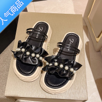 SUNTEK两穿凉鞋女夏外穿2023年新款ins潮配裙子厚底仙女风珍珠沙滩拖鞋