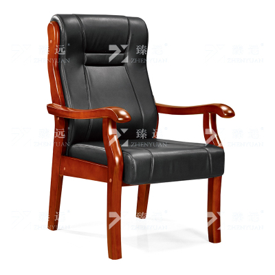 臻远 办公会议椅办公皮椅电脑椅黑色牛皮