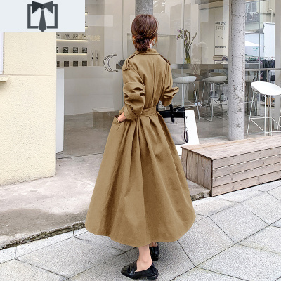 SUNTEK中长款风衣女过膝超长2021新款韩版宽松今年流行气质裙式春秋外套风衣