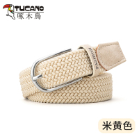啄木鸟皮带女新款百搭帆布牛仔裤腰带韩版弹力编织免打孔针扣裤带