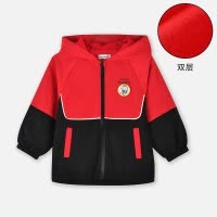 [1件3.5折]铅笔俱乐部秋装新款男小童外套儿童连帽上衣宝宝撞色拉链衫