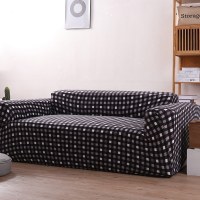 沙发套罩全包萬能套弹力通用型防滑懒人沙发罩皮沙发垫巾全盖 儒雅方格 M号[一般适145-185cm](尺寸可以咨询客服)