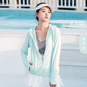 新款防晒外套薄款连帽防晒服女户外长袖提花透气防晒衣