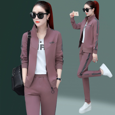 珂卡慕(KEKAMU)运动服套装女2020年春季新款两件时尚休闲洋气卫衣三件套夏潮