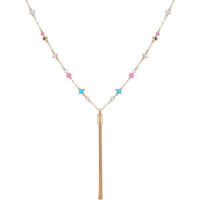 GUESS盖尔斯闪耀玫瑰金光泽撞色设计时尚百搭配饰项链