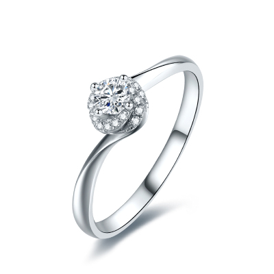 周六福白18K金群镶钻石戒指钻石戒指wp