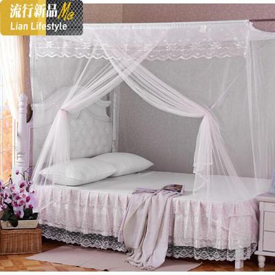 双人床无支架学生老式蚊帐 方顶单开穿杆加密家用方顶免安装 三维工匠