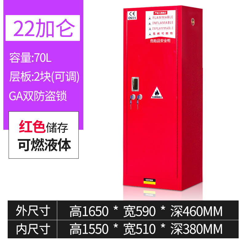 易企采 22加仑红 耐腐蚀PP内衬防爆柜易燃化学品储存实验室毒麻强酸强碱试剂药品柜