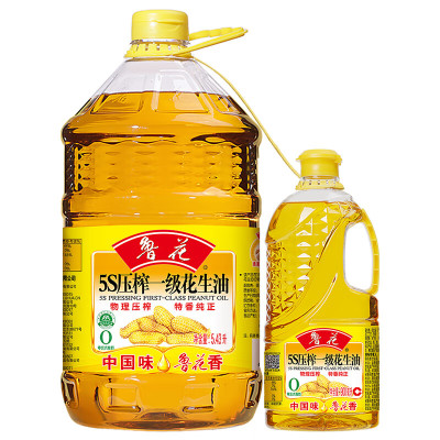 鲁花5S物理压榨一级花生油6.33L特香纯正食用油5.43L+900ML组合装