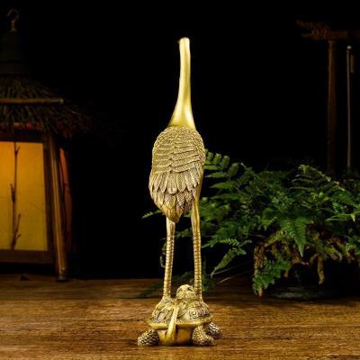 家柏饰(CORATED)铜龟鹤延年摆件办公室客厅装饰品祝寿生日乌龟