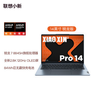 联想(Lenovo)小新Pro14 14英寸轻薄笔记本电脑(锐龙 R7-8845H 32G 1T 2.8K 120Hz OLED)鸽子灰色 商用办公家用学习娱乐