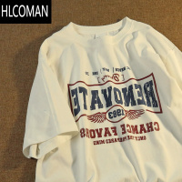 HLCOMAN加肥加大码300斤美式街头风短袖T恤男女半袖宽松潮牌情侣体恤