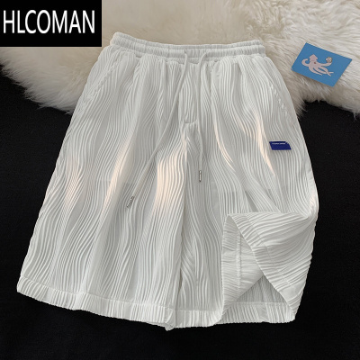 HLCOMAN加肥加大300斤波浪纹冰丝短裤男夏大码宽松运动速干休闲五分裤潮