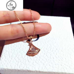 网红项链女抖音闺蜜加长锁骨链胖mm韩国扇形短链气质冷淡ins简约 JiMi 玫瑰金色