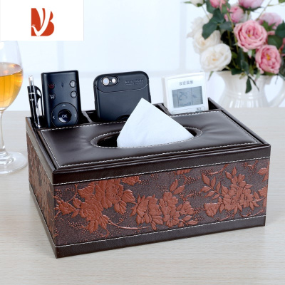 三维工匠纸巾盒子收纳带放遥控器的欧式客厅抽纸电视机家用创意餐巾卫生装 平四葡萄