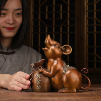 美帮汇铜老鼠摆件铜生肖鼠金鼠客厅玄关柜领导办公室开业礼品