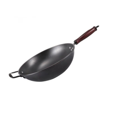 康巴赫炒锅 铁锅无涂层不易粘锅燃气灶家用凹面电磁炉用圆底炒菜锅 老式极铁炒锅 34cm