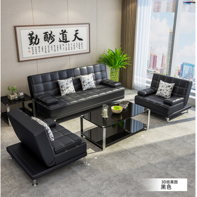三能 办公家具办公沙发多功能折叠沙发床简约接待会客三人位办公室沙发茶几组合 三人位沙发