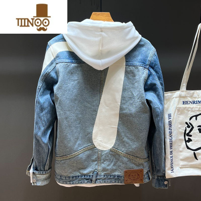 YANXU四季ins牛仔上衣水洗潮牌情侣夹克衫宽松大码印花外套休闲衣服男