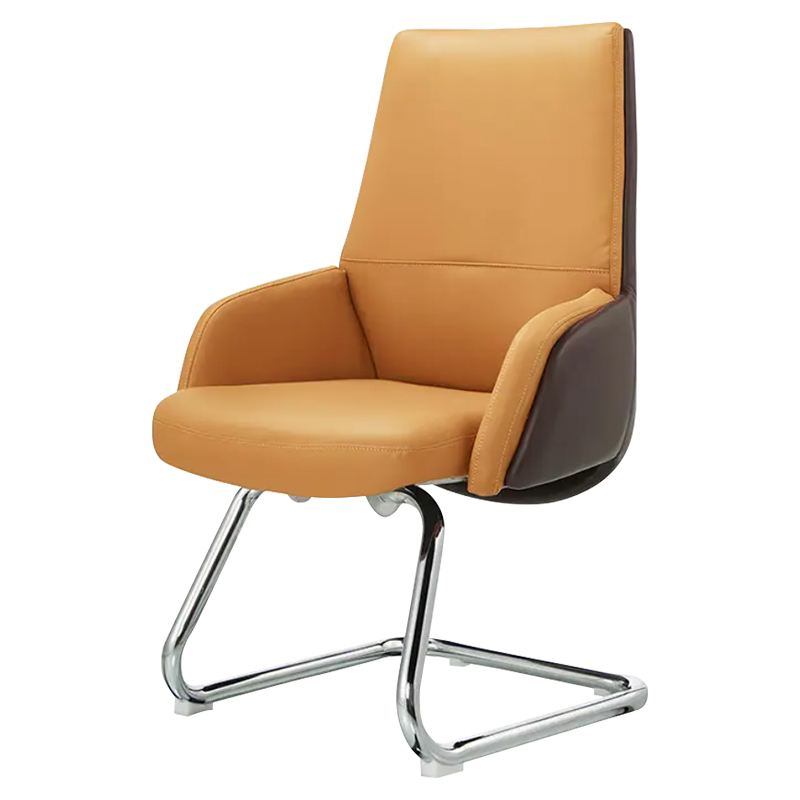 臻远 ZY-6710 办公椅弓形椅家用电脑椅商务办公椅书房椅靠背皮椅 西皮