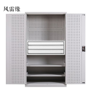 风雷缘工具柜加厚铁皮储物柜工厂车间用带抽屉汽修多功能收纳柜通门内三抽柜灰白色