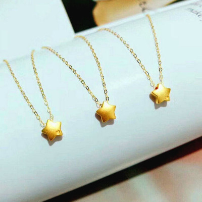 佰黛3D硬金小星星吊坠女款5G黄金五角星项链可配18K金项链送礼足金999星星黄金小吊坠18K闪o锁骨项链女友生日礼物