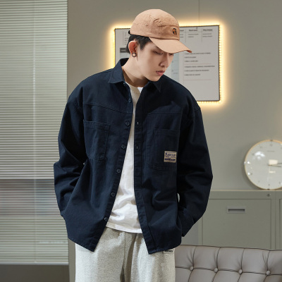 [1折价56.9元,叠加优惠券]衬衫男长袖男士衬衫长袖衬衣男长袖衬衫男翻领口袋细节长袖衬衫