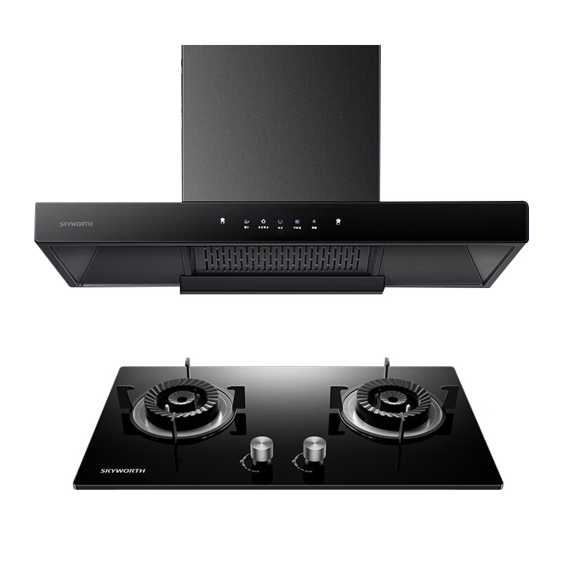 创维 抽吸油烟机灶具套装 欧式排油烟机燃气灶套餐烟灶 18m³爆吸家用自清洗挥手 天然气