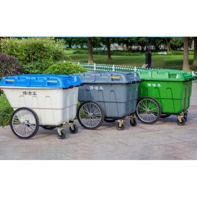 匹牧商用户外小型户外垃圾桶车绿色400L带轮单位:个
