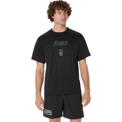 Asics运动透气速干男式宽松短袖篮球训练T恤Performance黑