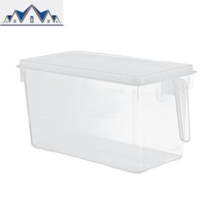 冰箱收纳盒家用厨房保鲜盒长方形塑料抽屉式大容量食品冷冻储物盒 三维工匠 四个装（白色）